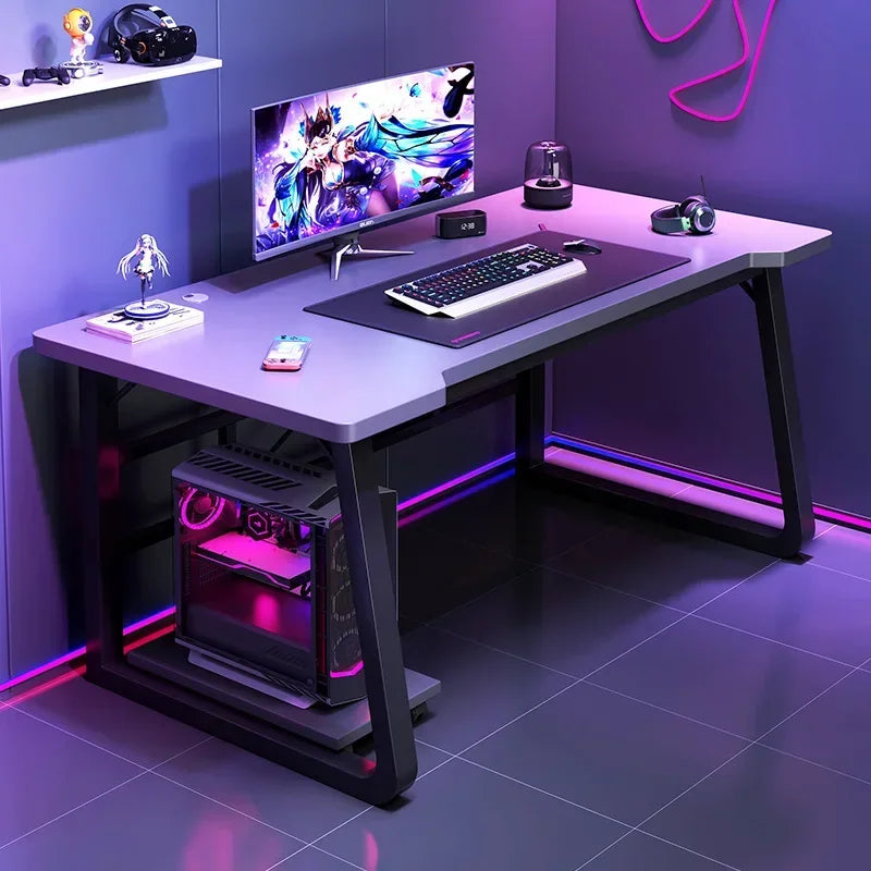 Ergonomic Gaming & Computer Desk — Oak Wood Workstation with Cabinet Storage