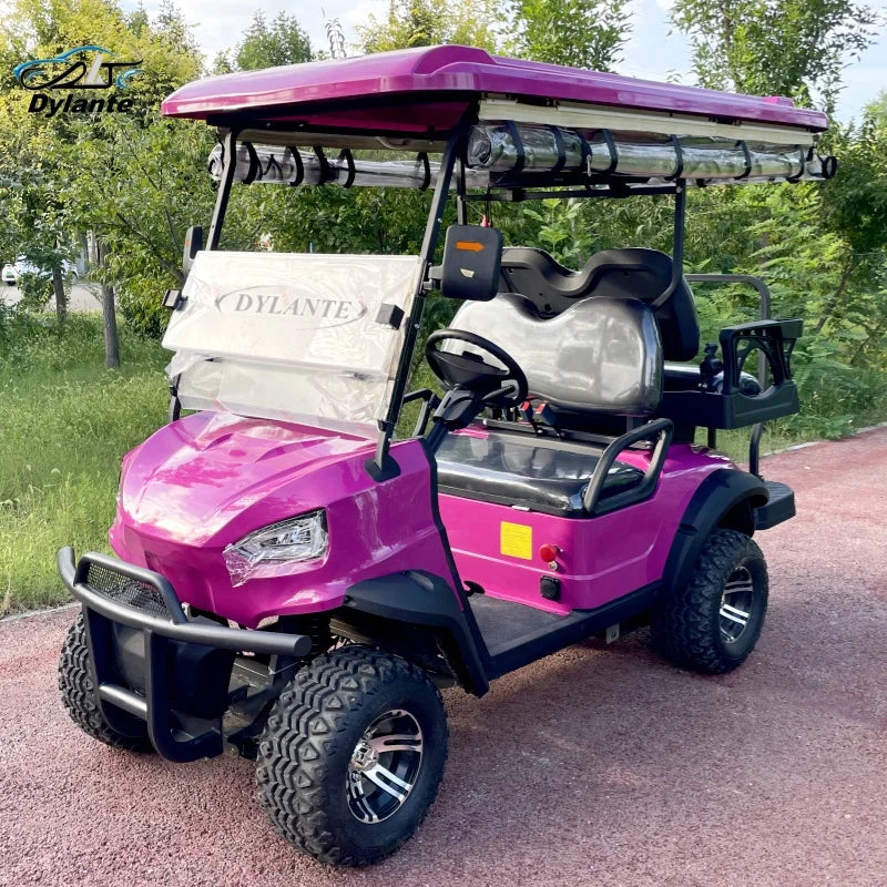 2026 Hot Sale Electric Model 48V AC Motor Golf Cart Custom Gas Driven 2+2 Seat With Folding Back Seat Off-road Hunting Car