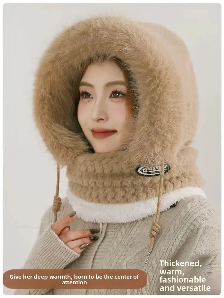 Women's Plush Winter Hood with Face and Neck Cover