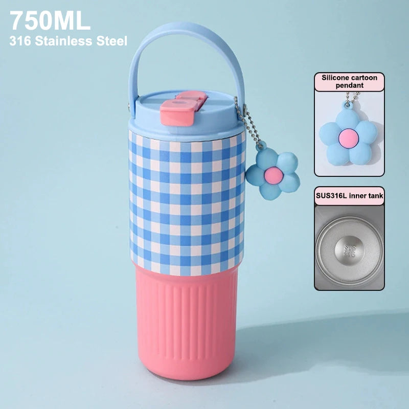750ml 316 SS Vacuum Thermos Tumbler – Hot & Cold, Leakproof, Car Cup Holder Fit, Gift for Women, 6 Colors
