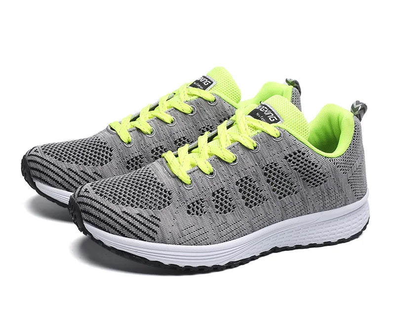 Women’s Casual Mesh Flat Sneakers — Breathable Lightweight Walking Shoes