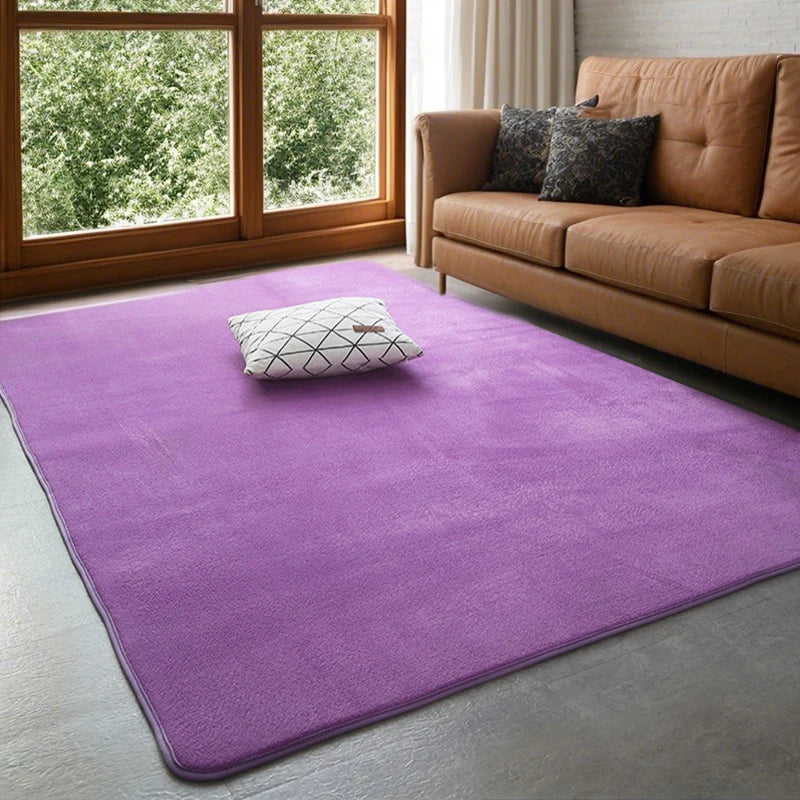 VIKAMA Solid Color Coral Velvet Rug – Soft Non-Slip Kids Play Mat & Bedroom Carpet