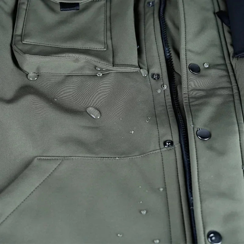 Men's Tactical Soft Shell Jacket & Cargo Pants Set – Waterproof Fleece-Lined Winter 2-Piece