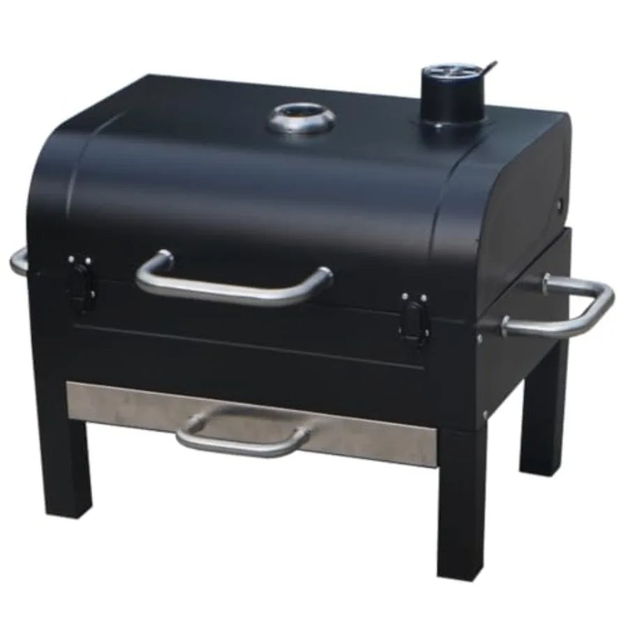 GasOne Portable Tabletop Charcoal BBQ Grill | 18-Inch, 2-Tiered, Side Handles, Lid, Stainless Steel, Compact for Picnic & Tailgate