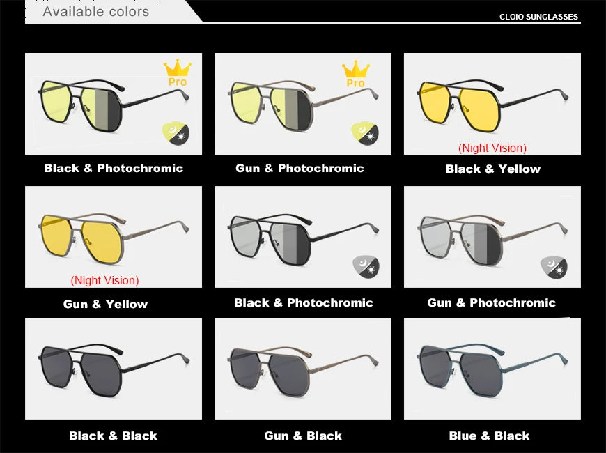 CLLOIO Anti-Glare Day & Night Vision Sunglasses | Polarized Photochromic UV400 Driving Glasses