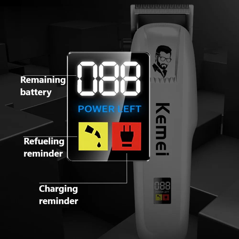 Kemei PG809A Professional Hair Clipper – Rechargeable Cordless Grooming Kit with LCD Display