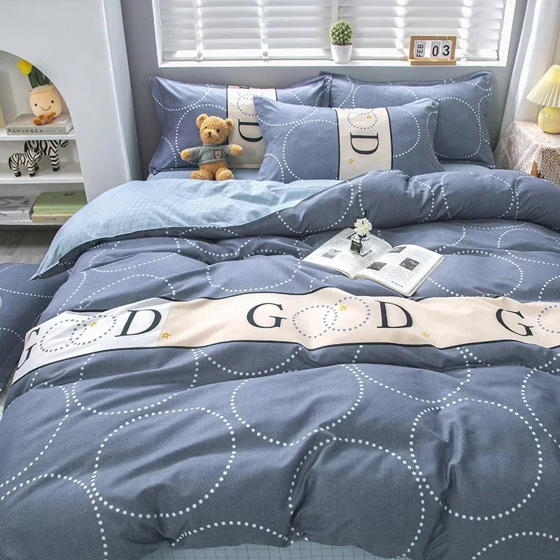 Cartoon Print Duvet Cover Set – Skin-Friendly 400TC Polyester, 3-Piece with 2 Pillowcases, 20 Designs & 4 Sizes