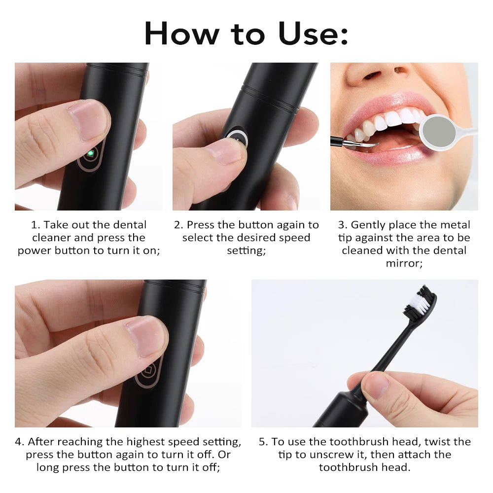 Dentist-Level Clean at Home — Electric Teeth Cleaner & Tartar Remover | 6-Gear Modes, 31,000 Vibrations/Min, IPX6 Waterproof, Type-C Charging