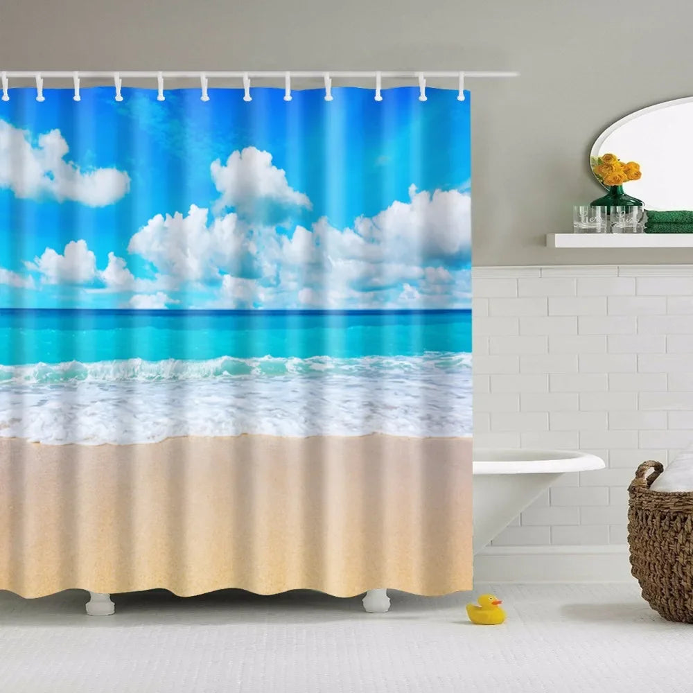 Seaside Beach Shells Bathroom Shower Curtain