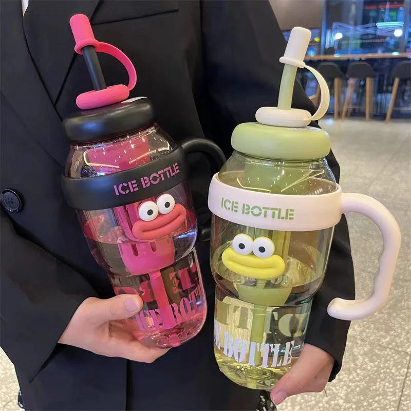 1100ml Cute Aesthetic Water Bottle with Straw & Tea Infuser – Large Capacity BPA-Free PC Cup for Women, Outdoor & Travel