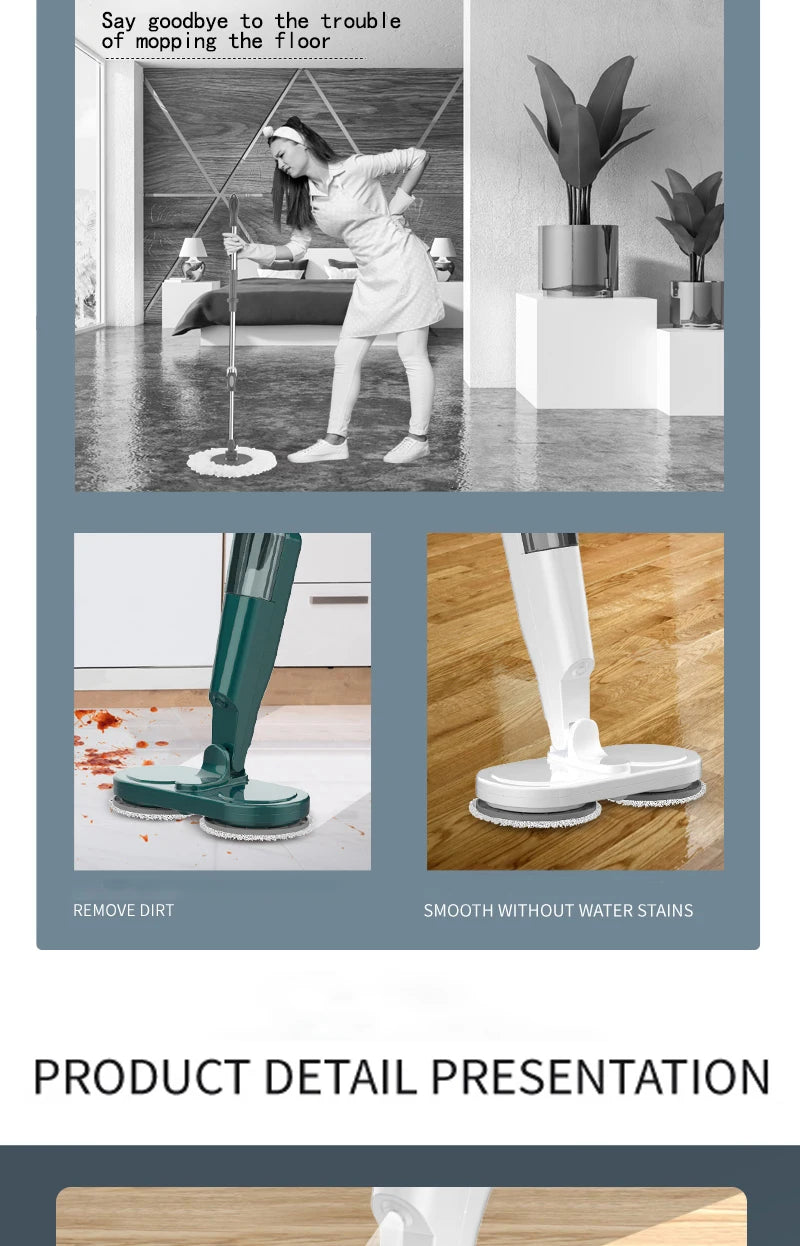 2-in-1 Wireless Electric Spin Mop & Floor Scrubber