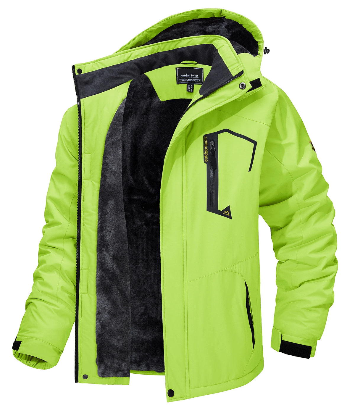 TACVASEN Fleece-Lined Mountain Hiking Jacket – Removable Hood Ski Snowboard Parka for Men