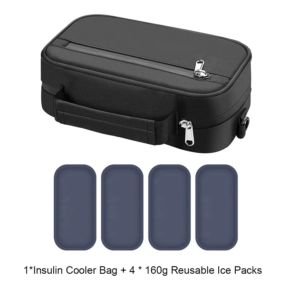 Insulin Cooler Bag Travel Case – Diabetic Medication Insulated Organizer with 4 Reusable Ice Packs for Insulin Pen & Vial