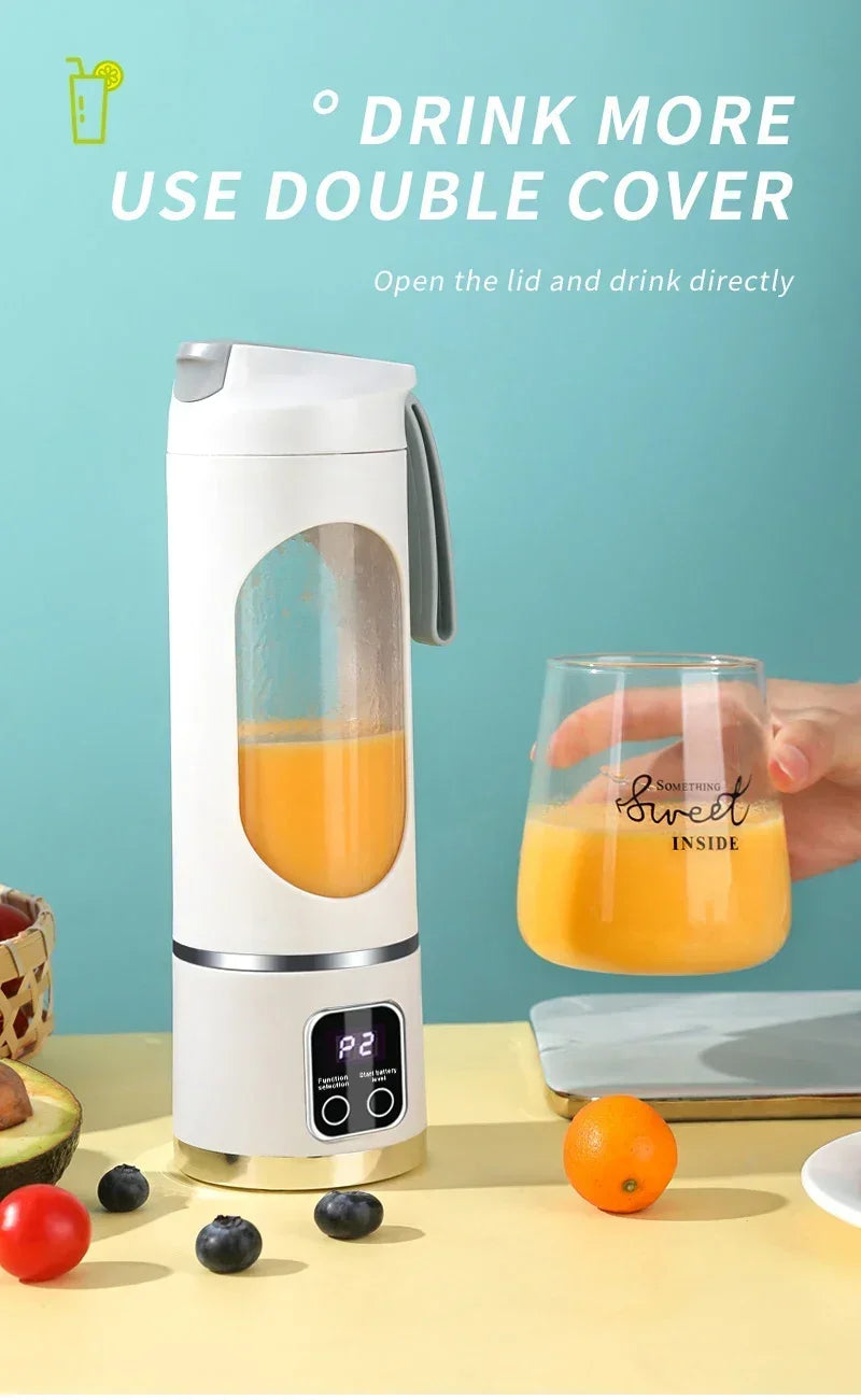 Portable Electric Juicer 450ML — 8-Blade Travel Blender for Fresh Juice, Shakes & Smoothies