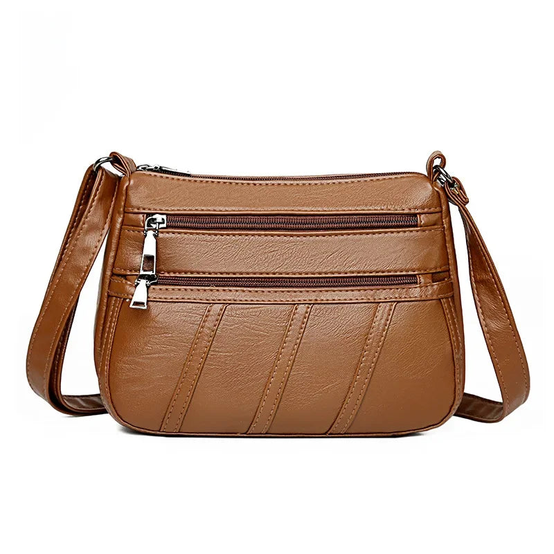 Soft PU Leather Hobo Crossbody Bag – Multilayer Mummy Shoulder Bag for Women