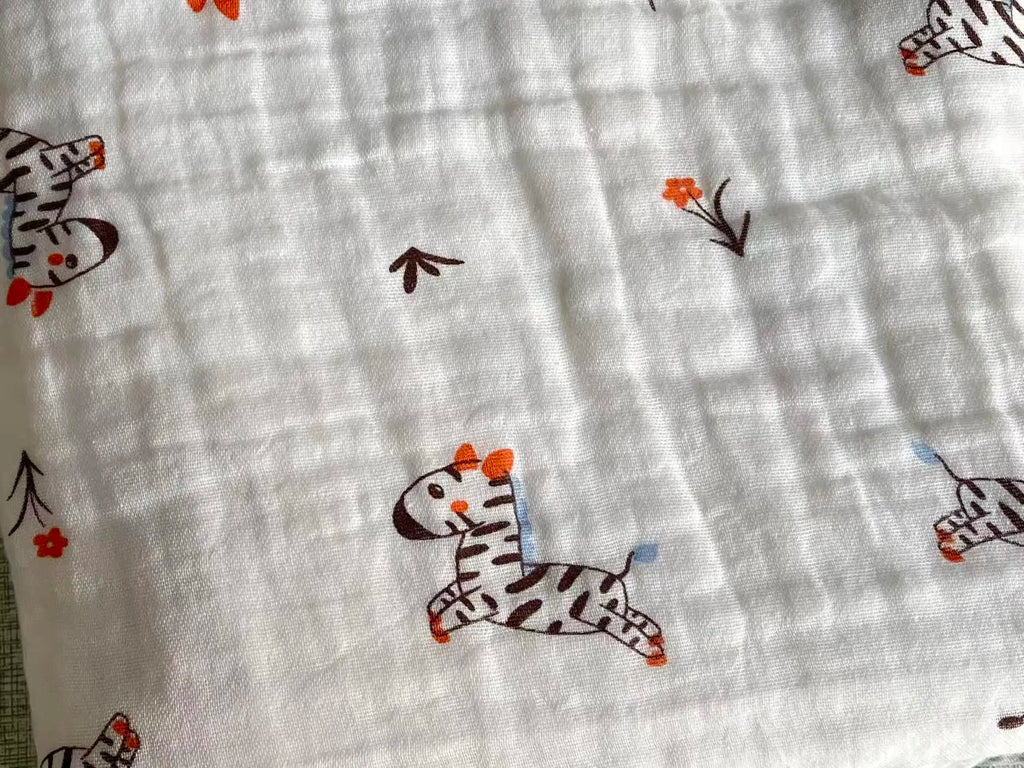 6-Layer Cotton Gauze Baby Swaddle Blanket – Breathable Cartoon Newborn Wrap & Bath Towel