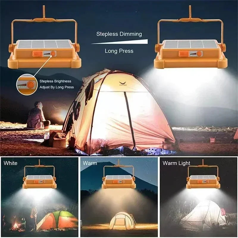 2000W Solar Rechargeable Outdoor LED Camping Lantern