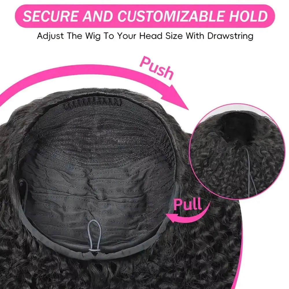 Jerry Curly 3-in-1 Half Wig | Seamless Kinky Curly Headband Clip-In Glueless Human Hair Natural Black