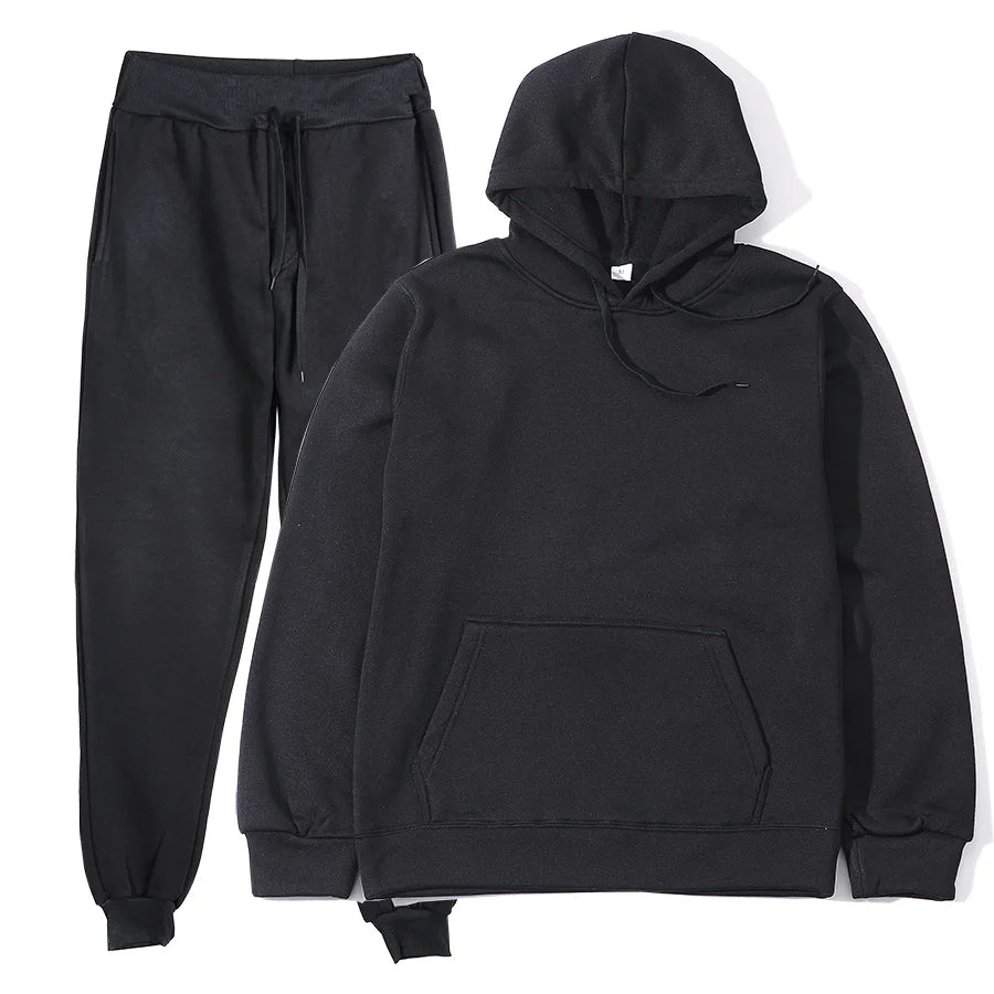 Men's Solid Color Hoodie & Pants Tracksuit Set – Fashionable Casual Sport (S–3XL)