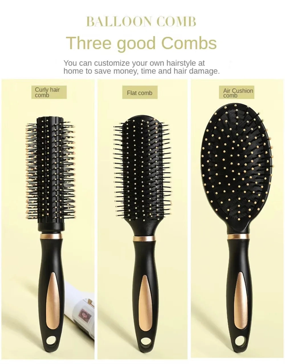 Air Cushion Hairbrush – Soft Nylon Bristle Scalp Massage Detangler for Wet & Dry Hair