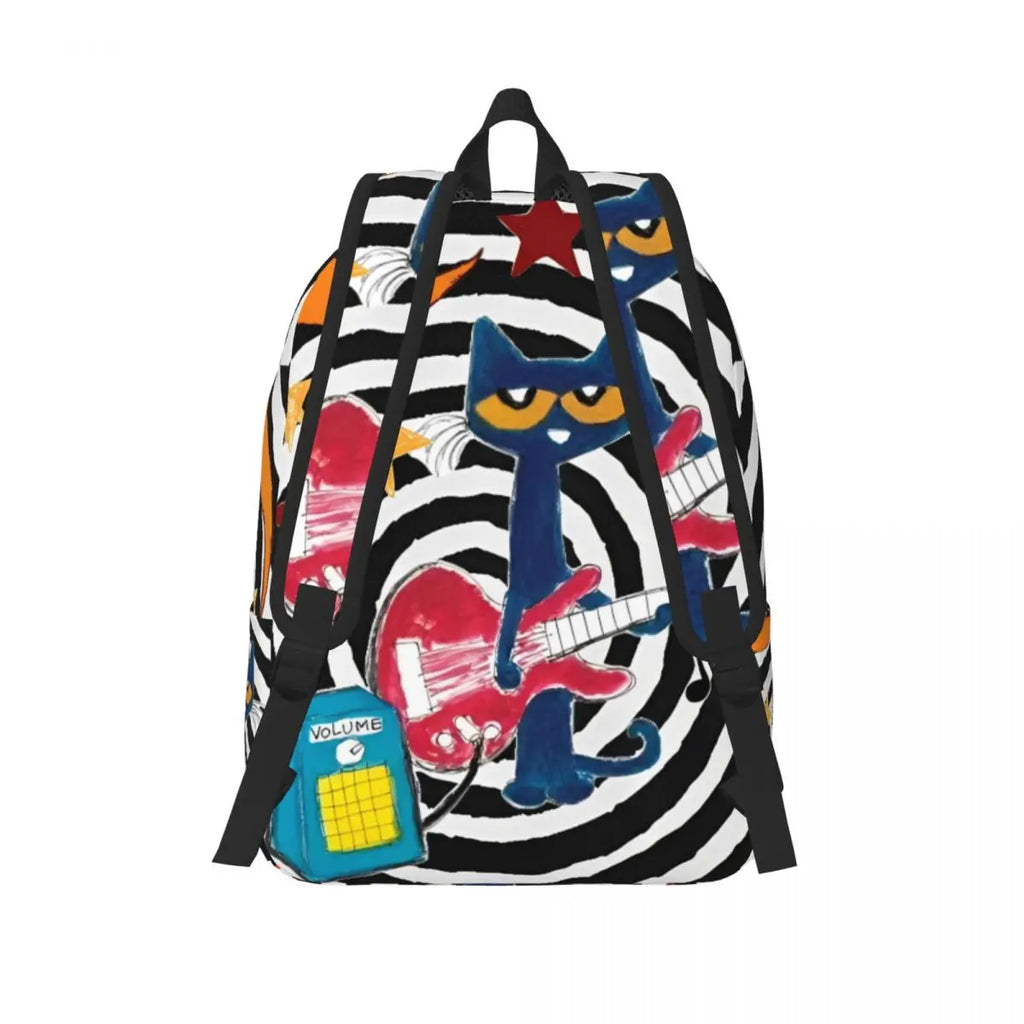Pete the Cat Canvas Backpack – Cartoon Laptop Daypack for School & Travel