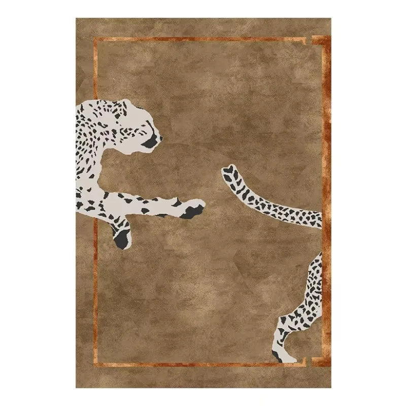 Leopard Print Plush Lounge Rug – Light Luxury Non-Slip Flannel Carpet for Living Room & Bedroom
