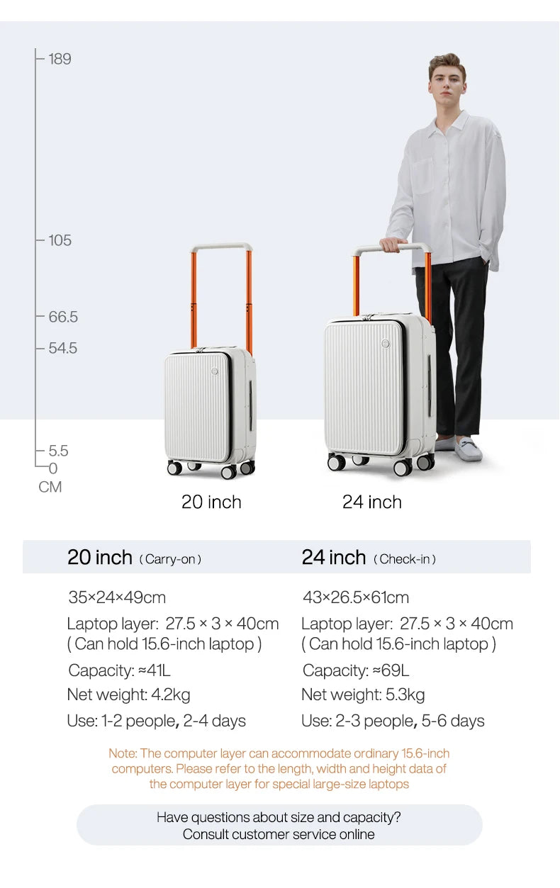 Mixi Front-Pocket Laptop Suitcase – PC Aluminum Frame