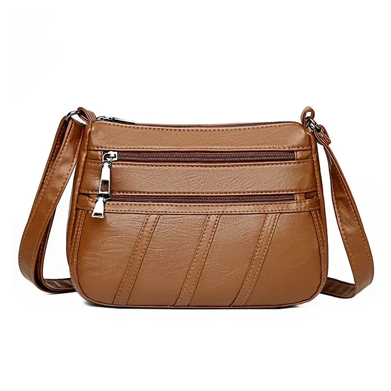 Soft PU Leather Hobo Crossbody Bag – Multilayer Mummy Shoulder Bag for Women