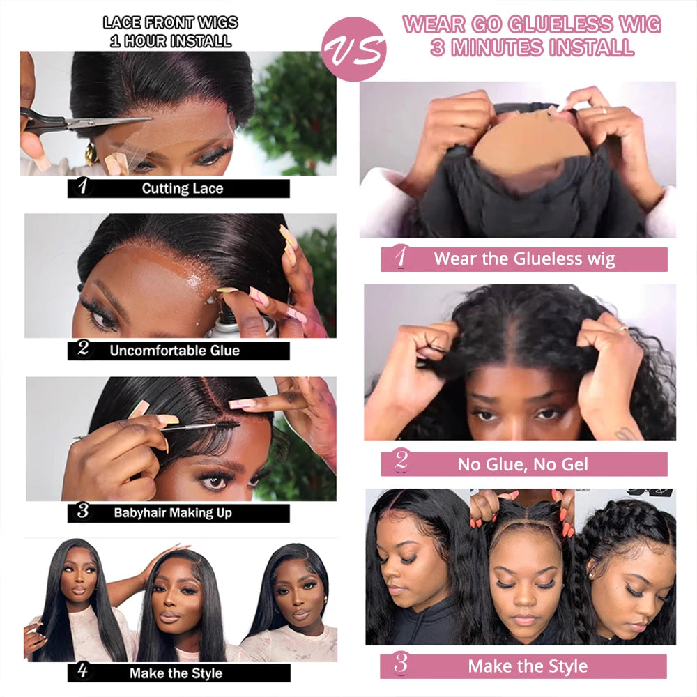 40–50 Inch Water Wave Curly Lace Front Wig | 300% Density 13x4 13x6 7x5 HD Glueless Brazilian Human Hair for Women