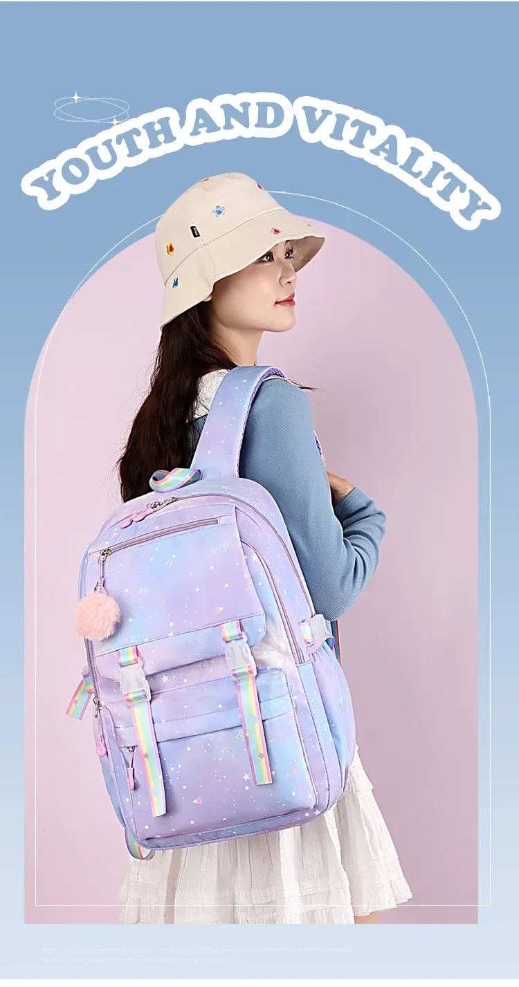 Custom Print Nylon Backpack – Laptop School & Travel Bag for Women