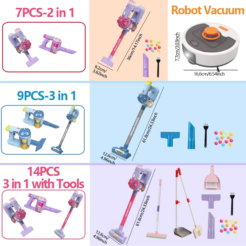 Kids Electric Vacuum Cleaner Toy Set – Simulation Housekeeping Role Play Educational Toy for Toddlers