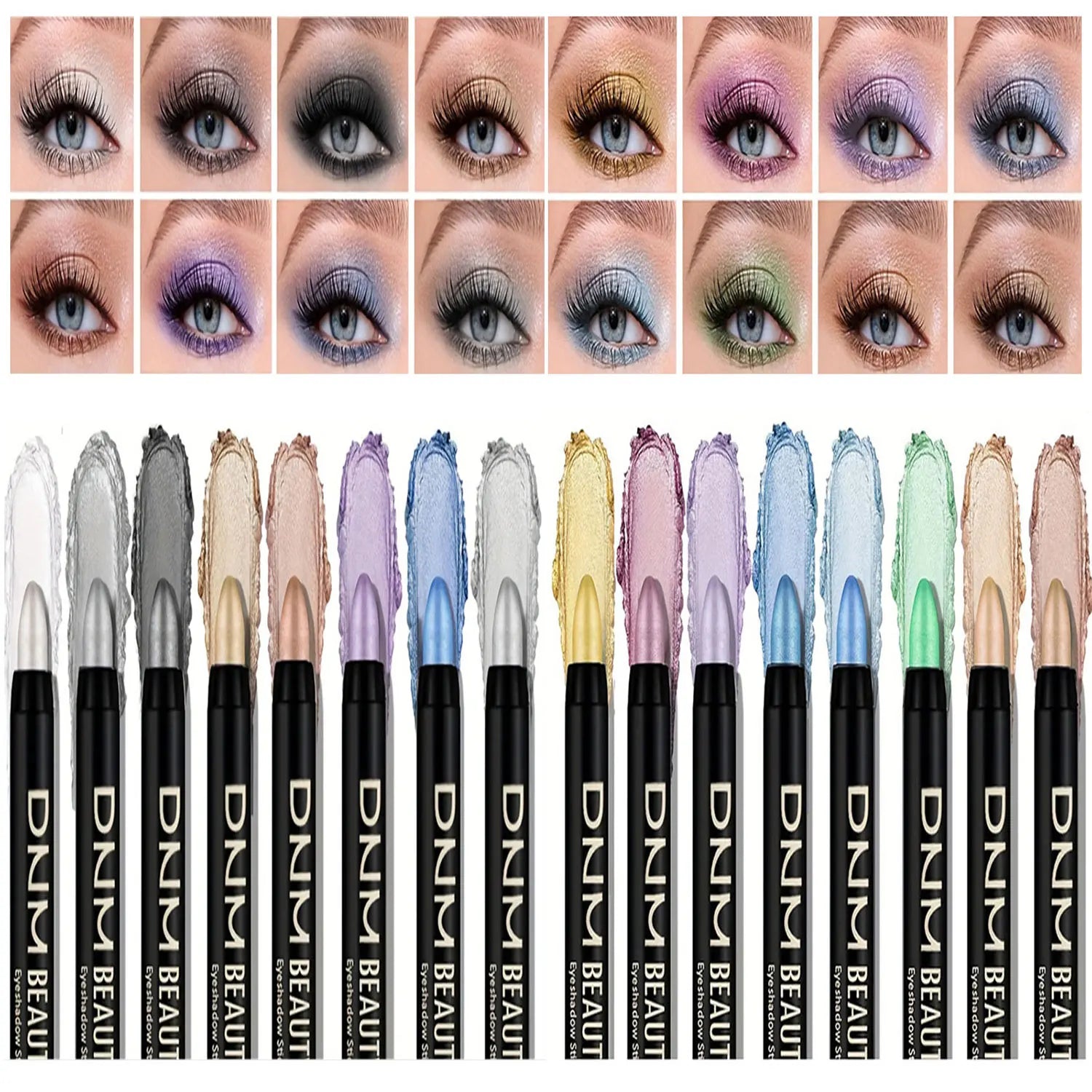 16-Color Pearlescent Glitter Eyeliner Set — Waterproof Long-Lasting