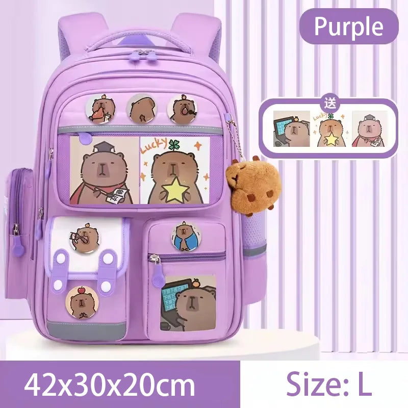 Capybara Large Capacity Kids Backpack – School Bag for Boys & Girls