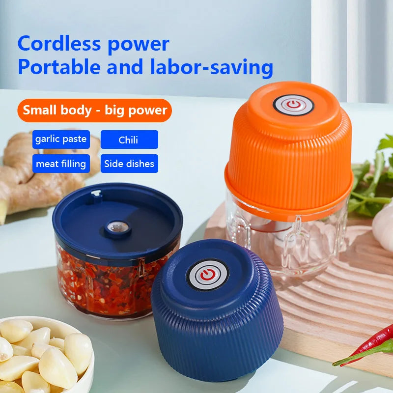 Electric Mini Garlic Chopper 8.8oz — USB Meat Grinder & Ginger Vegetable Masher