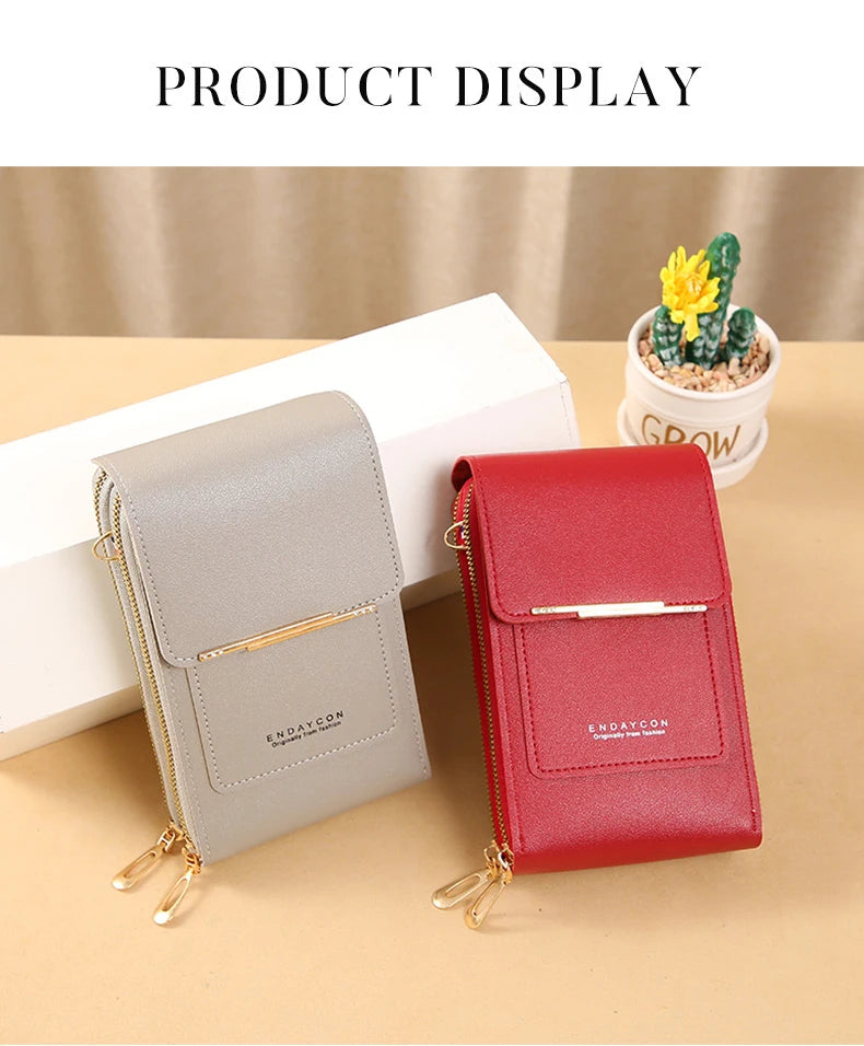 Women Crossbody Shoulder Bags Wallets Touch Screen Cell Phone Purse Soft Leather Strap Handbag for Female Luxury Messenger Bags