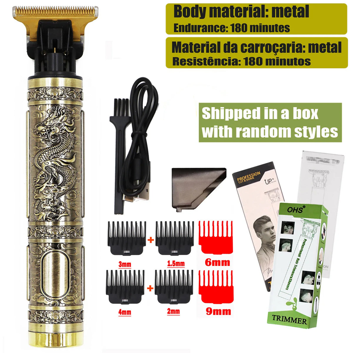 OHS T9 Hair Clipper – Titanium Blade, 0mm Barber Shaver, Beard & Body Trimmer