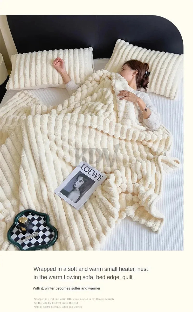 Faux Rabbit Fur Blanket – Plush Throw & Bedding Set Options