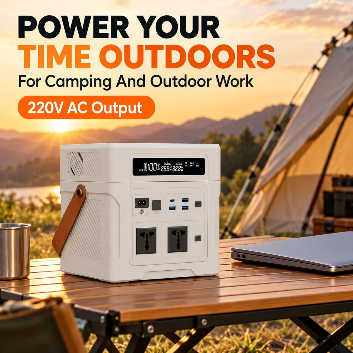 1000W Portable Power Station, 902.4Wh LiFePO4, 220V