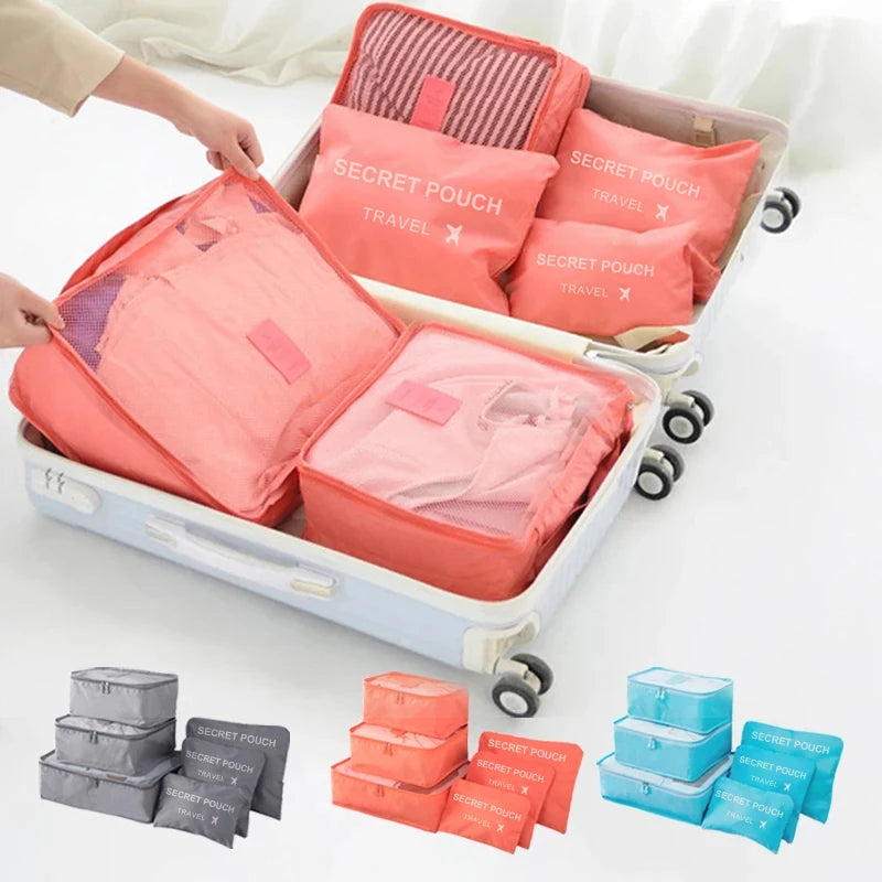 6-Piece Travel Storage Bags – Waterproof Oxford Luggage Packing Organizers