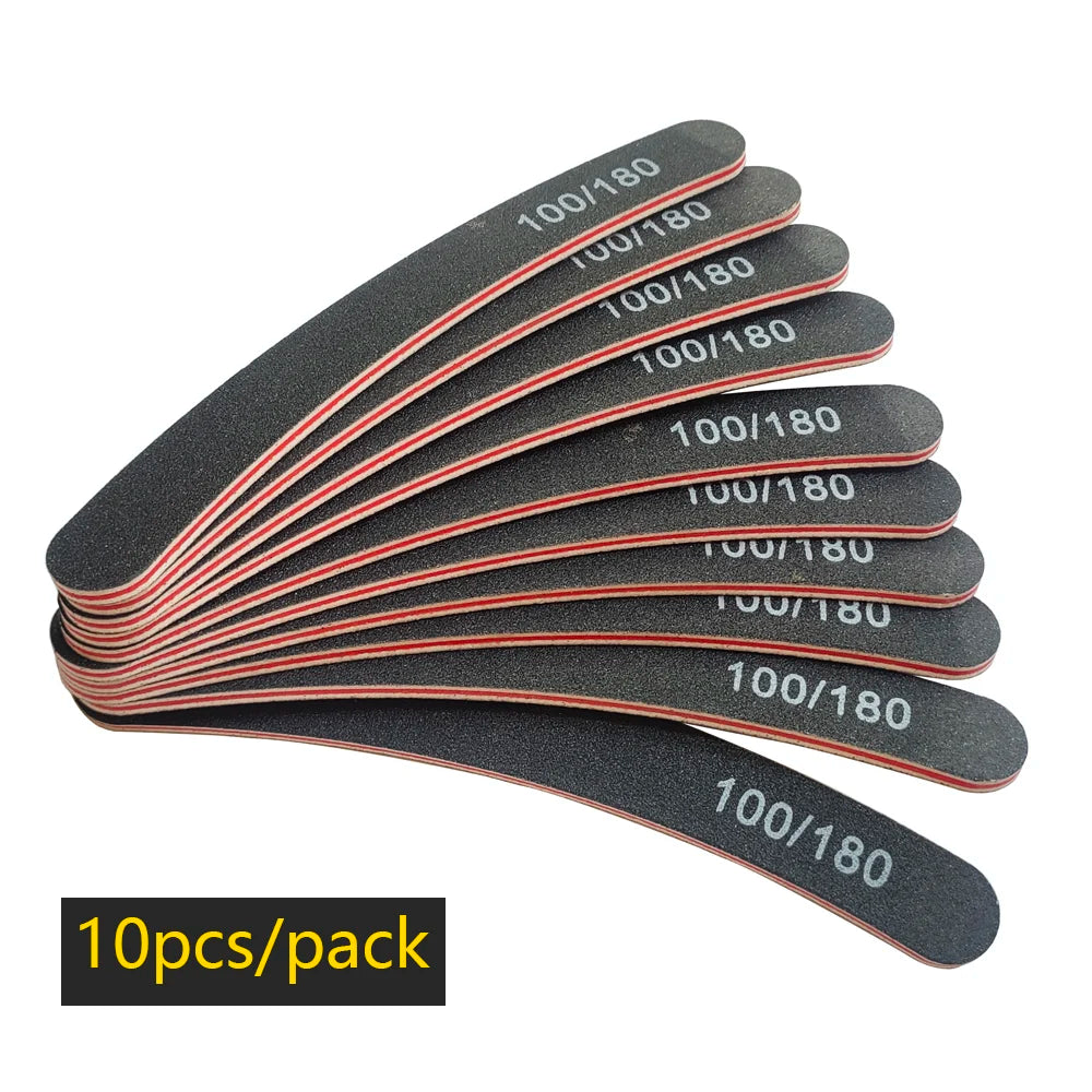 Nail File Buffer 100/180 Grit – Double-Sided Half Moon Sandpaper Nail Sanding & Manicure Tool