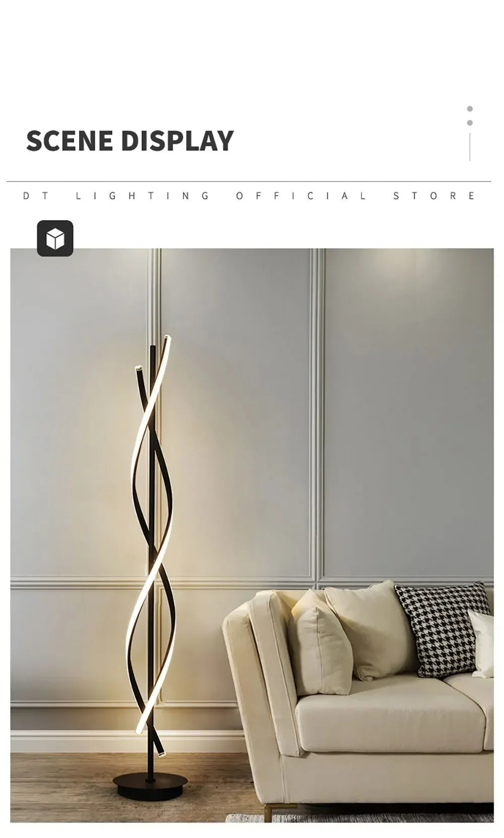 Spiral LED Floor Lamp – 135cm Sculptural Light