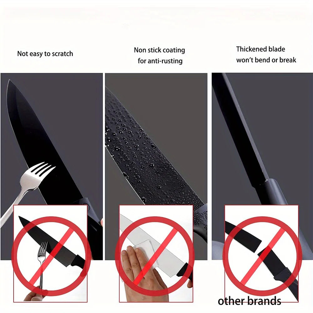 7-Piece Black Professional Chef Knife Set with Acrylic Holder – High Carbon Stainless Steel, Non-Stick Blades