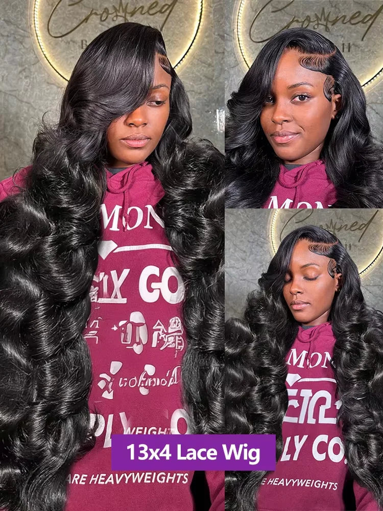 200% 46 40 Inch 13X6 HD Transparent Body Wave Lace Frontal Wig Loose Wave 13X513X7 HD Lace Front Human Hair Wigs For Black Women