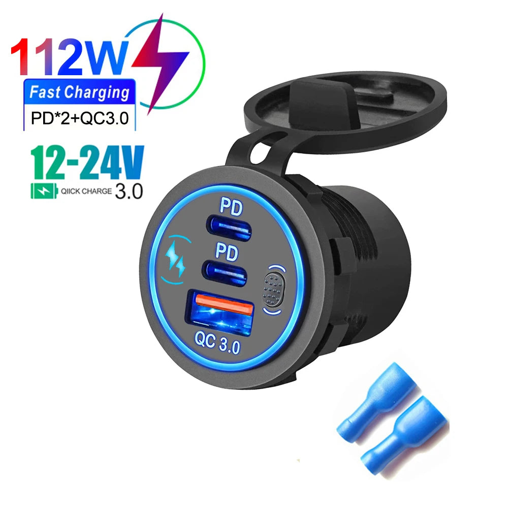 78W Fast Car Charger — PD3.0 & QC3.0 Dual USB-C