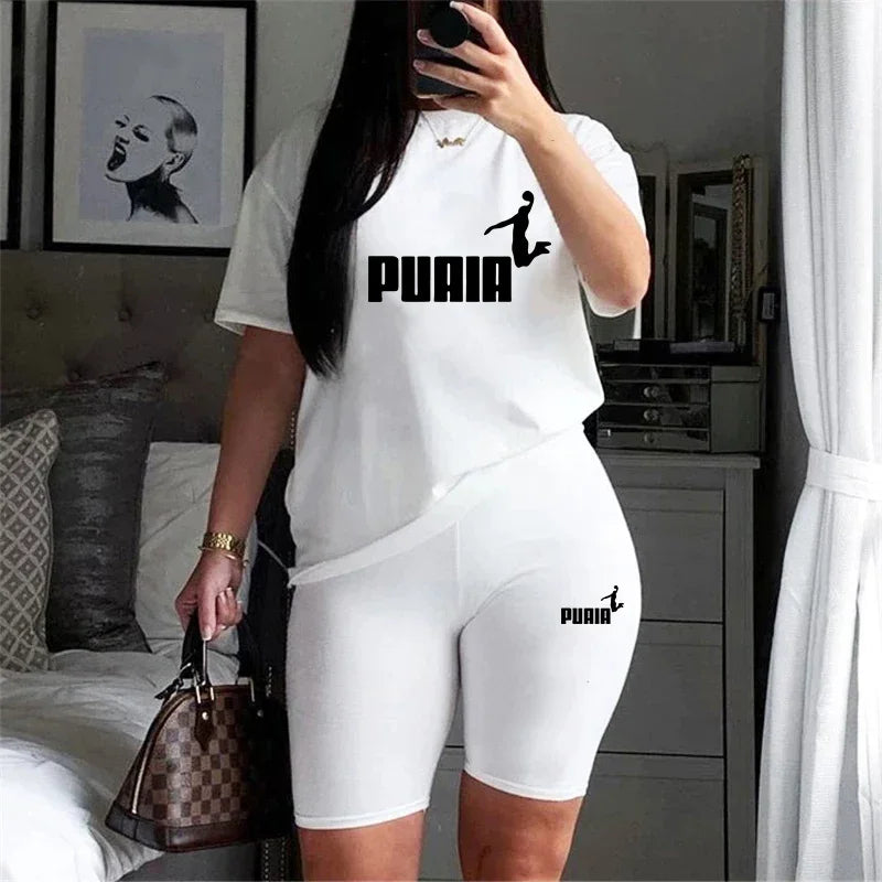 Women's Summer Two-Piece Tracksuit Set – O-Neck T-Shirt & Shorts Casual Daily Wear 2026