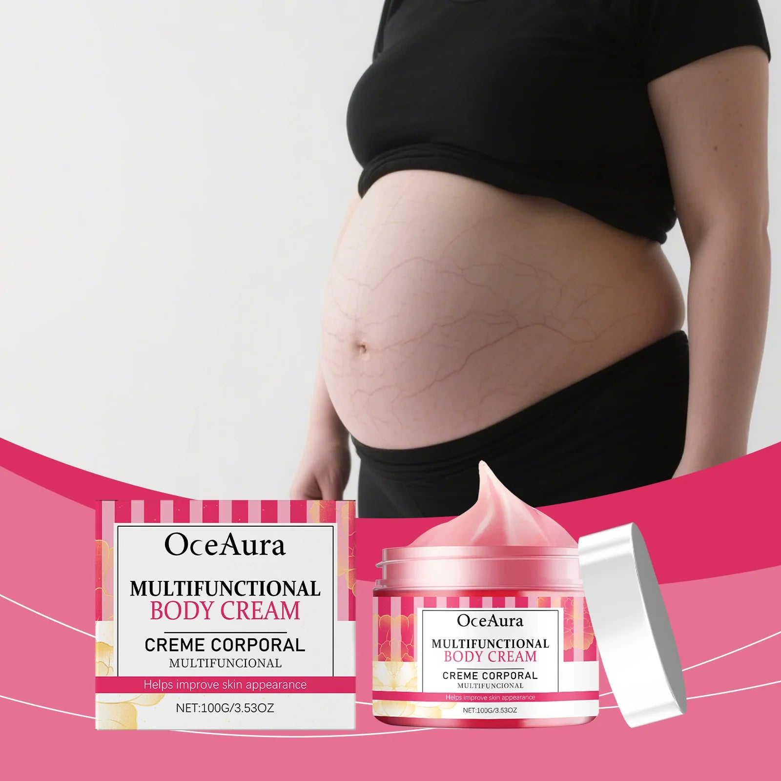 OceAura Pregnancy Stretch Mark Cream — Deep Hydration, Skin Regeneration & Non-Greasy Formula 100g