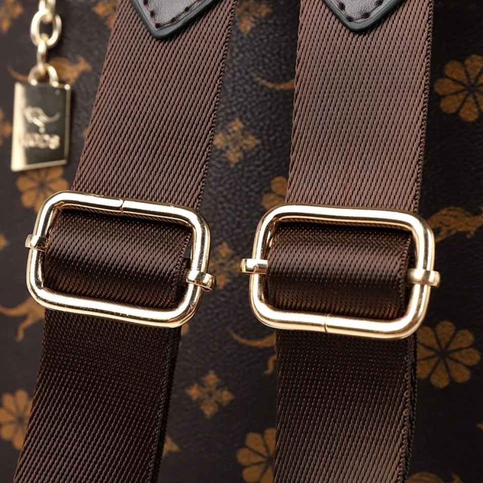 Women's Luxury Leather Backpack – Vintage Print Tassel Fashion Bag