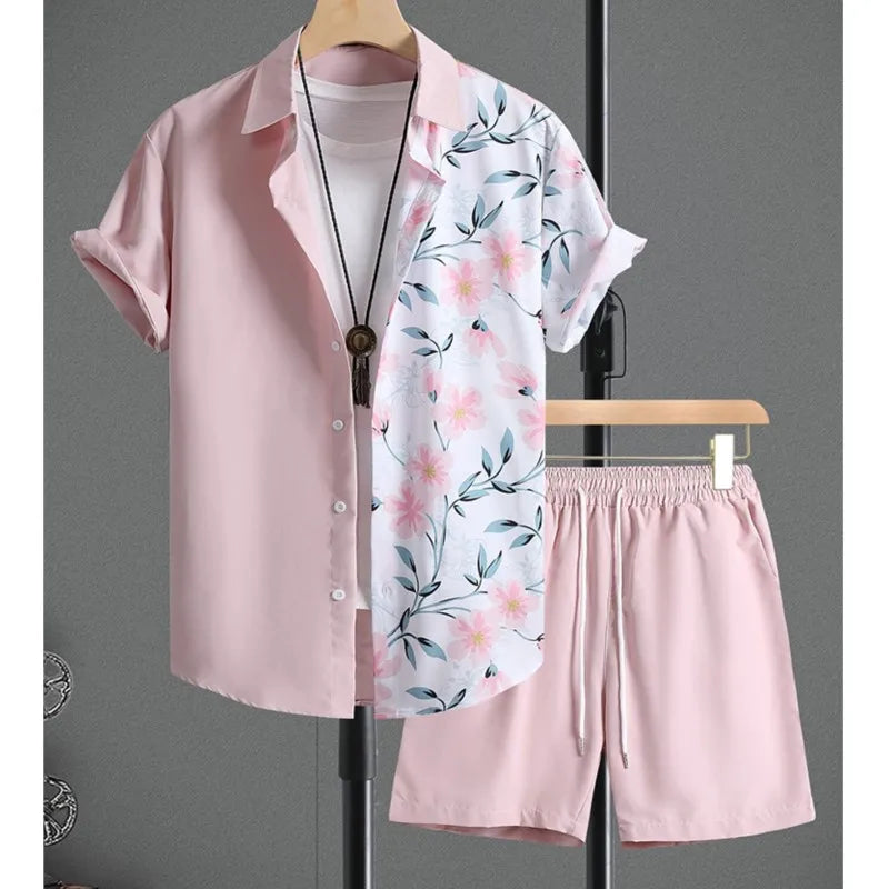 Men's Hawaiian Short Sleeve Shirt & Beach Shorts Set – Summer Vacation 2-Piece