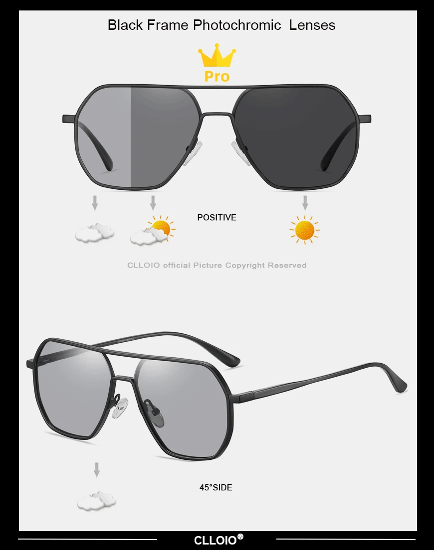 CLLOIO Anti-Glare Day & Night Vision Sunglasses | Polarized Photochromic UV400 Driving Glasses