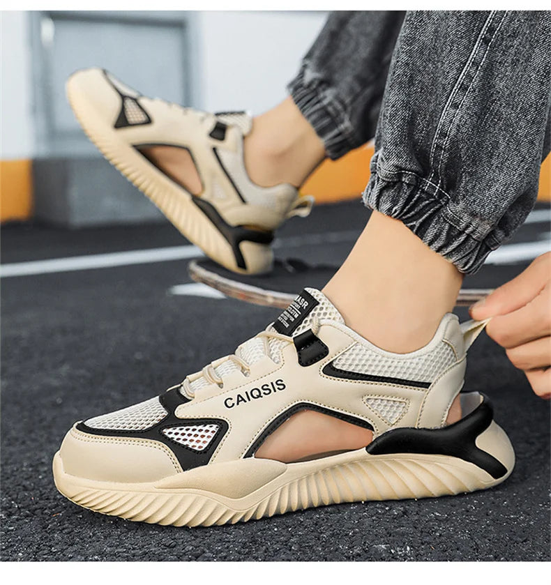 Breathable Mesh Lace-Up Sandals